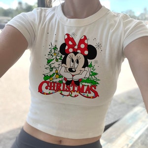 Minnie Christmas Baby Tee, Disney Holiday Xmas crop, Very Merry Party Tshirt, Merry Christmas Crop, Disneyworld crop top, Disneyland Red