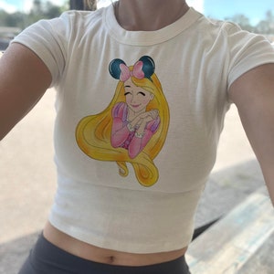 All Princess Crop Tank, Princess Crop Top, Tiana Baby Tee, Ariel, Tiana, Aurora, Cinderella, Jasmine, Elsa, Mulan womens shirt, Race Disney