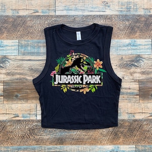 Jurassic Park Crop Tank, Dinosaur Universal Baby Tee, Jurassic Womens Baby Tshirt, Black shirt Dinosaur Womens Power, Womens Dino