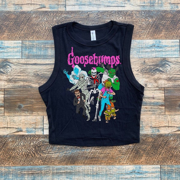 Goosebumps Crop Tank, 90s horror baby tee, Youth kids Goosebump Crop, Scary not scary Stein, Monsters Crop