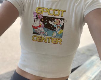 Retro Epcot Center Crop Tank, Spaceship Earth Womens Shirt, Old School Figment Baby Tee, Walt Disney World, monorail shirt