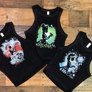 Punk Princess crop top, Gothic Tiana princess crop tank, Womens Ariel crop top, Baby Tee, Crop Top, Crop Tank Top