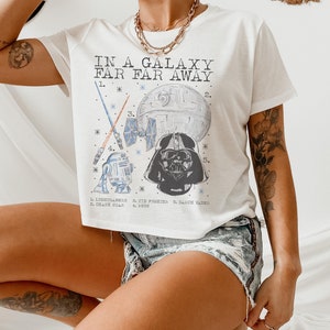 star wars crop top, womens star wars shirt, oversized star wars tee, vintage star wars shirt, ladies darth vader crop White Crop Top