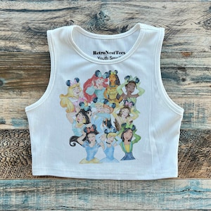 Girls Princesses Crop tank, Kids Princess Crop, Youth Teenage, Tiana, Ariel, Girls Crop, Kids Crop, Cinderella, Snow White, Jasmine