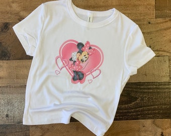 Minnie Baby Tee, Pink bow crop, Minnie girlie y2k tee, Minnie Mouse girls tshirt, crop tank top, Happiest place Youth Crop