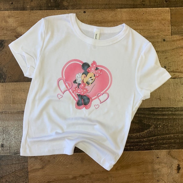 Minnie Baby Tee, Pink bow crop, Minnie girlie y2k tee, Minnie Mouse girls tshirt, crop tank top, Happiest place Youth Crop