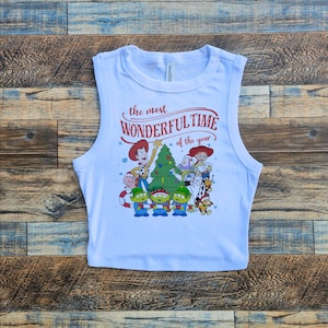 Toy Story Christmas Baby Tee, Woody Jessie Most Wonderful Crop, Toy Friends Crop Tank, Disneyworld Very Merry, Christmas Tree Presents Shirt
