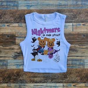 Nightmare on Main Disney crop tank, Halloween Crop baby tee, Pumpkin not so scary tank, mickey crop top, crop tank, halloween baby tee