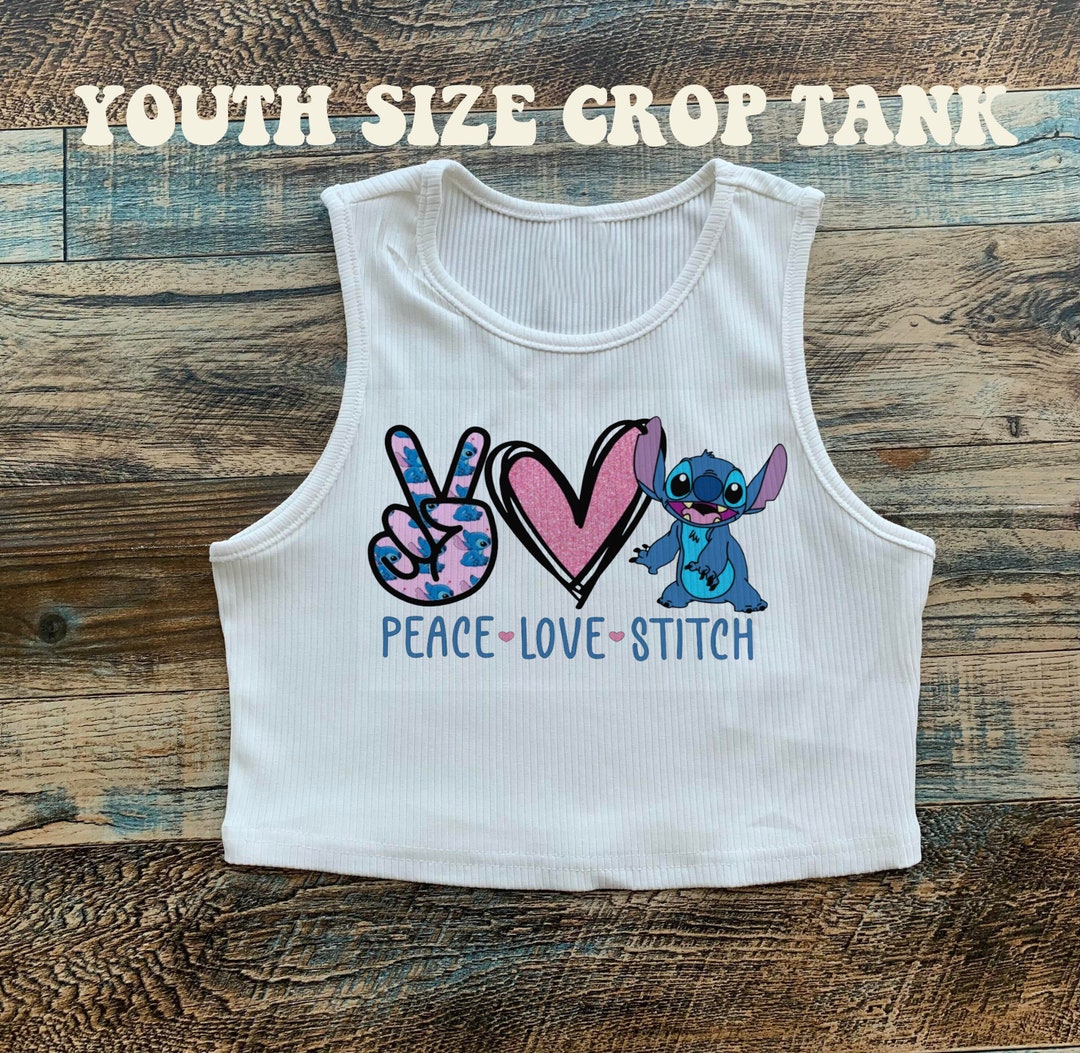 Stitch Crop Girls Tank, Youth Lilo Stitch Baby Tee, Girls