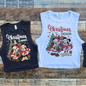 Christmas on Main Crop Tank, Retro Disney Christmas Baby Tee, Mickeys Verry Merry tee, Disneyworld December Crop, Christmas Tree
