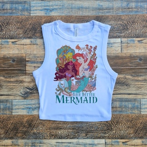 De nieuwe crop-top kleine zeemeermin, crop top Ariel, crop top beide zeemeerminnen, retro-t-shirt Ariel 1989