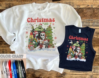 Sudadera con capucha de Navidad en Main, sudadera con capucha de Jack Sally Oogie, sudadera con capucha de Navidad para mujer, sudadera con capucha de pesadilla, camiseta de bebé Lock Shock para invierno