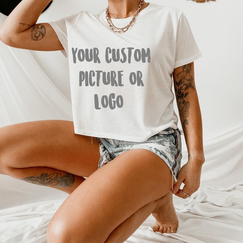 custom crop tank, custom tshirt crop, custom crop tank shirt, your logo tshirt, design your own crop tank White Crop Top