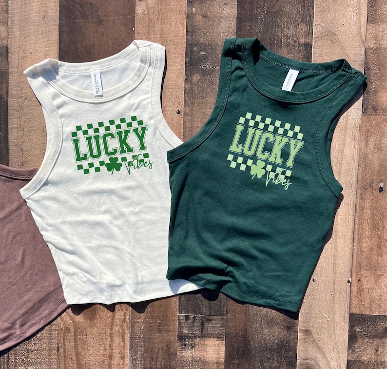 Lucky Crop Tank, St Pattys Crop, Irish Shamrock Womens Shirt, Saint Patrick, Lucky Leprechaun tshirt, st patricks baby tee and crop tank image 4