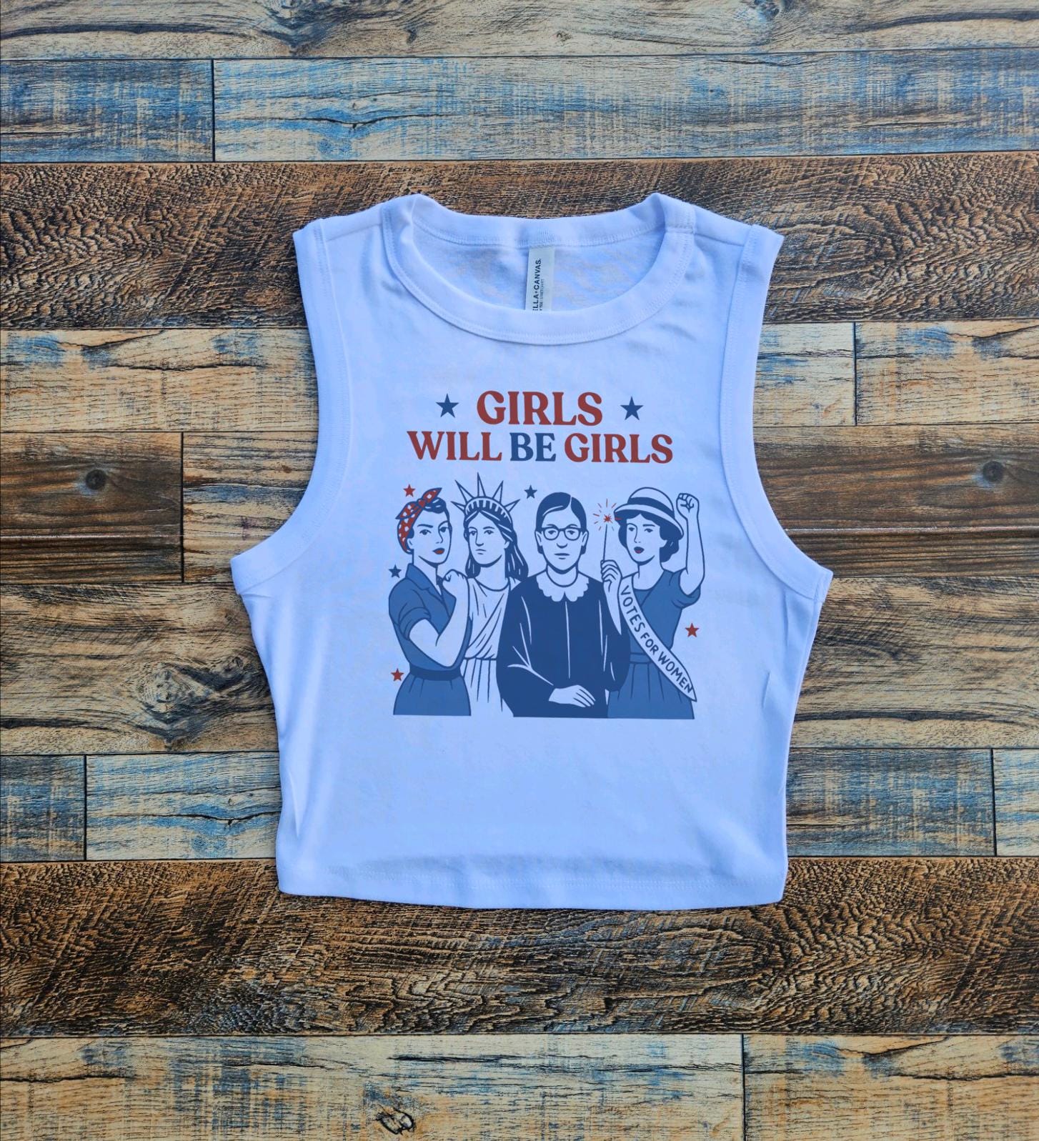 Patriotic Girls Will be Girls Crop Tank, Womens American Baby Tee, July 4th Crop, USA Ladies Power, Womens 1776 July Patriotic Shirt