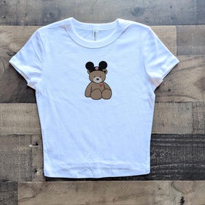 Mickey Teddybär Crop, Stuffy Bow Crop, Maus y2k tshirt, Süßes Disneyworld Jugend-Shirt, Coquette Tank-Top