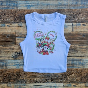 WDW Retro Christmas Crop Tank, Cute Christmas Baby tee, Christmas at disneyland crop, very merry christmas crop, Womens