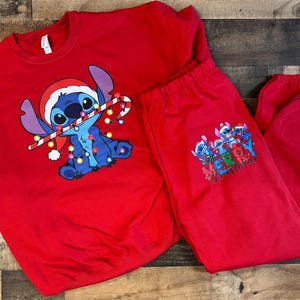 Stitch Sweatshirt pants, Womens Stitch Girls set, Disney Ohana sweatset, Stitchmas shirt, Stitch gift set image 7