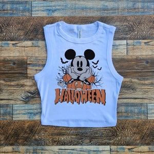 halloween mickey crop top, disney halloween shirt, not so scary halloween tshirt, mickey crop top, crop tank, halloween baby tee