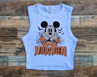 Halloween Mickey Crop Tank, Disney Halloween Baby Tee, Not So Scary tshirt, mickey crop top, crop tank, halloween baby tee