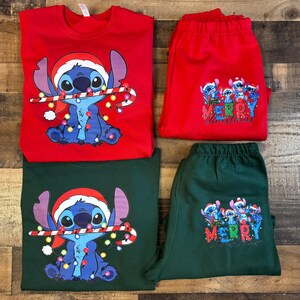 Stitch Sweatshirt pants, Womens Stitch Girls set, Disney Ohana sweatset, Stitchmas shirt, Stitch gift set image 6