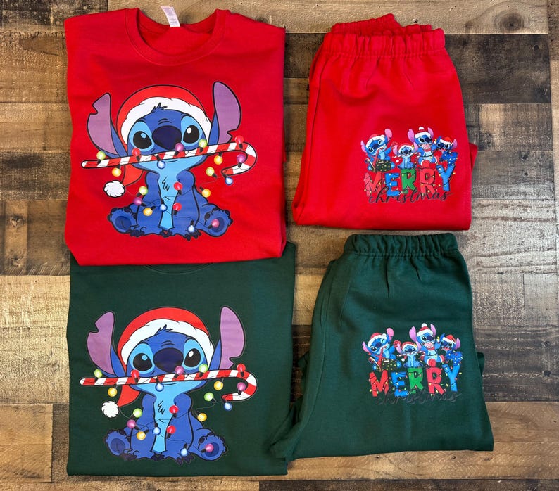 Stitch Sweatshirt pants, Womens Stitch Girls set, Disney Ohana sweatset, Stitchmas shirt, Stitch gift set image 6