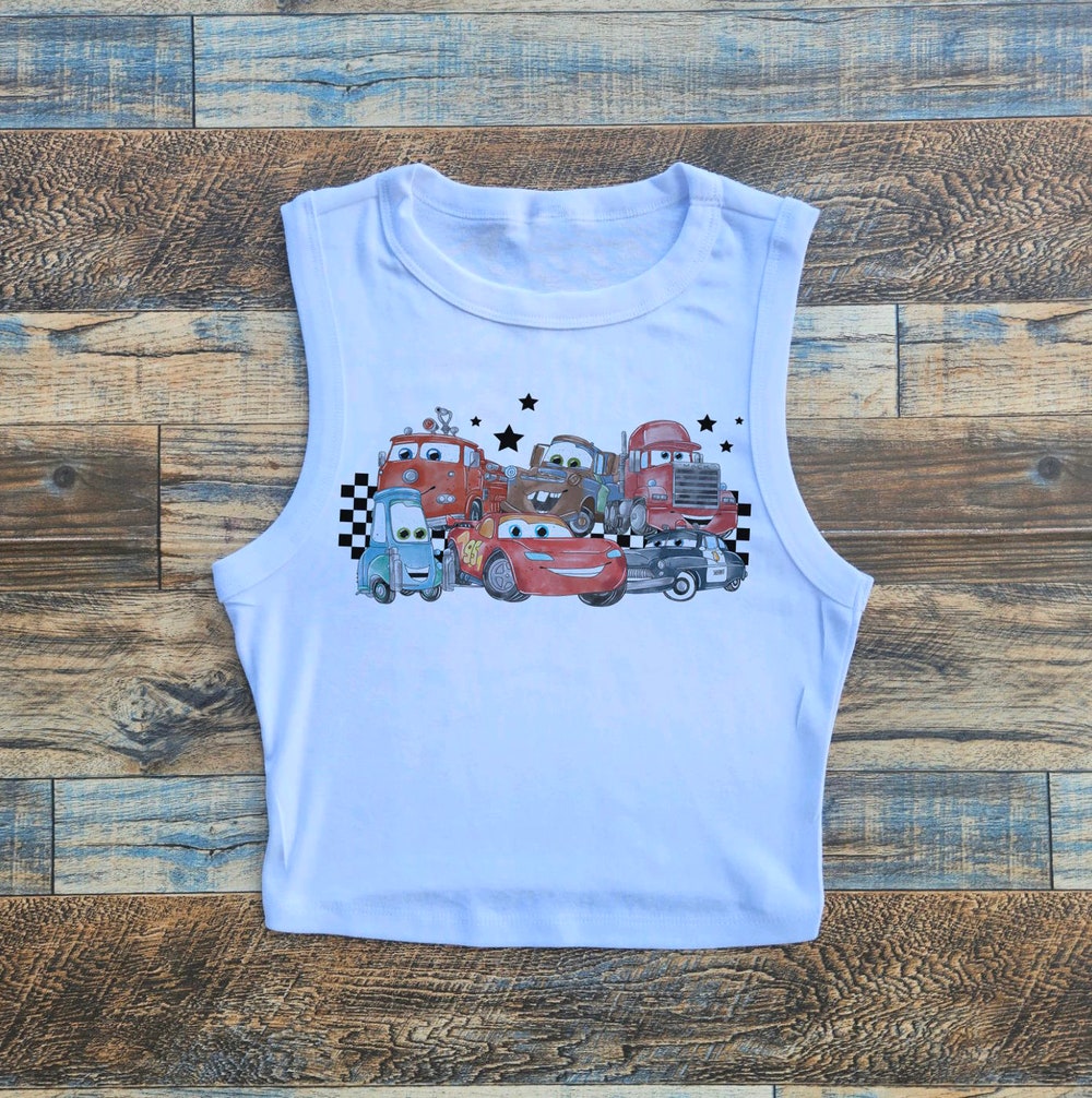 Snorider Design Cars Crop Tank Top, Cars Movie Crop, Lighting Mcqueen Crop Top, Cars Cars 2 Movie Shirt, Cars Disney Gift