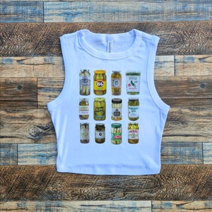 Pickle Crop Tank Top, Vintage Pickles Crop Top, Pickle lover, Canning Season top, Homemade Pickles Baby tee, Pickle Jar