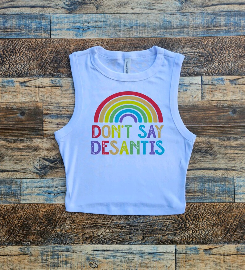 Support Gay Pride Crop, lgbtqia Crop, Hate Looks Tacky On You, Dont Say Desantis Crop Tank, Gay Pride Crop Tank Top, Womens Pride Flag Crop image 3