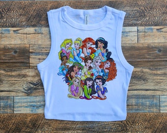 T-shirt bébé princesse, débardeur princesse, choisissez votre princesse, Ariel, Elsa, Belle, Tiana, Anna, Pocahontas, Mulan, Moana