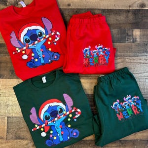 Stitch Sweatshirt pants, Womens Stitch Girls set, Disney Ohana sweatset, Stitchmas shirt, Stitch gift set image 9