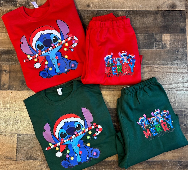 Stitch Sweatshirt pants, Womens Stitch Girls set, Disney Ohana sweatset, Stitchmas shirt, Stitch gift set image 9
