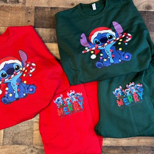 Stitch Sweatshirt pants, Womens Stitch Girls set, Disney Ohana sweatset, Stitchmas shirt, Stitch gift set image 8