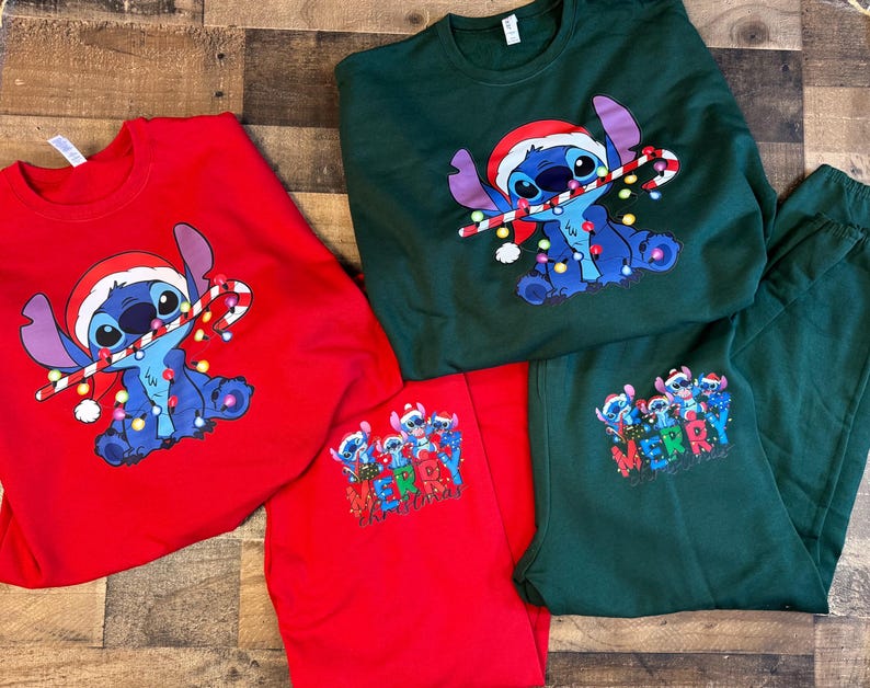 Stitch Sweatshirt pants, Womens Stitch Girls set, Disney Ohana sweatset, Stitchmas shirt, Stitch gift set image 8