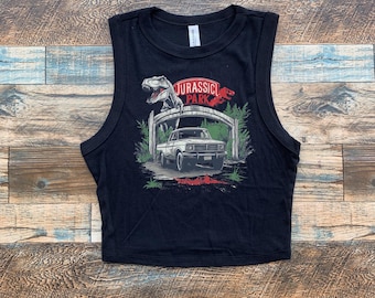 Retro Jurassic Park Crop, Dinosaur Universal Baby Tee, Jurassic Womens Trex Tshirt, Black shirt Dinosaur Womens Power, Womens Dino