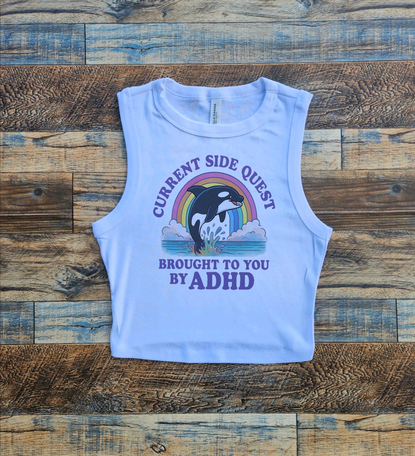 ADHD Side Quest Baby Tee, Rainbow Crop Tank, Killer Whale Crop Top ...
