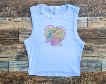 Rapunzel Crop Tank, Rapunzel Baby Tee, Heart Rapunzel y2k, 90s Rapunzel tee, Fairytale long hair Princess Crop