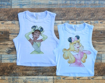 Princess Baby Tee, princess crop Baby Tee, Aurora crop top, ariels women crop tank, princess crop tops, princess hoodie, princess crop