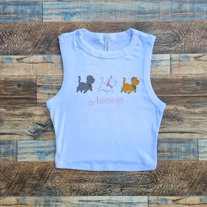 Aristocrats baby tee, Disney Cats Crop, Marie Berlioz Toulouse tshirt, Womens Aristocrats tee, Girls Crop Tank White Crop Tank