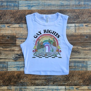 Pride Flag Crop Tank Top lgbtqia, Baby Tee Gay Flag, lgbtqia tshirt, Pride Month Crop Tank, Womens Crop Top and Tank, gay 2025
