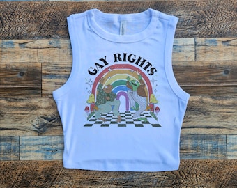 Pride Flag Crop Tank Top lgbtqia, Baby Tee Gay Flag, lgbtqia tshirt, Pride Month Crop Tank, Womens Crop Top and Tank, gay 2024