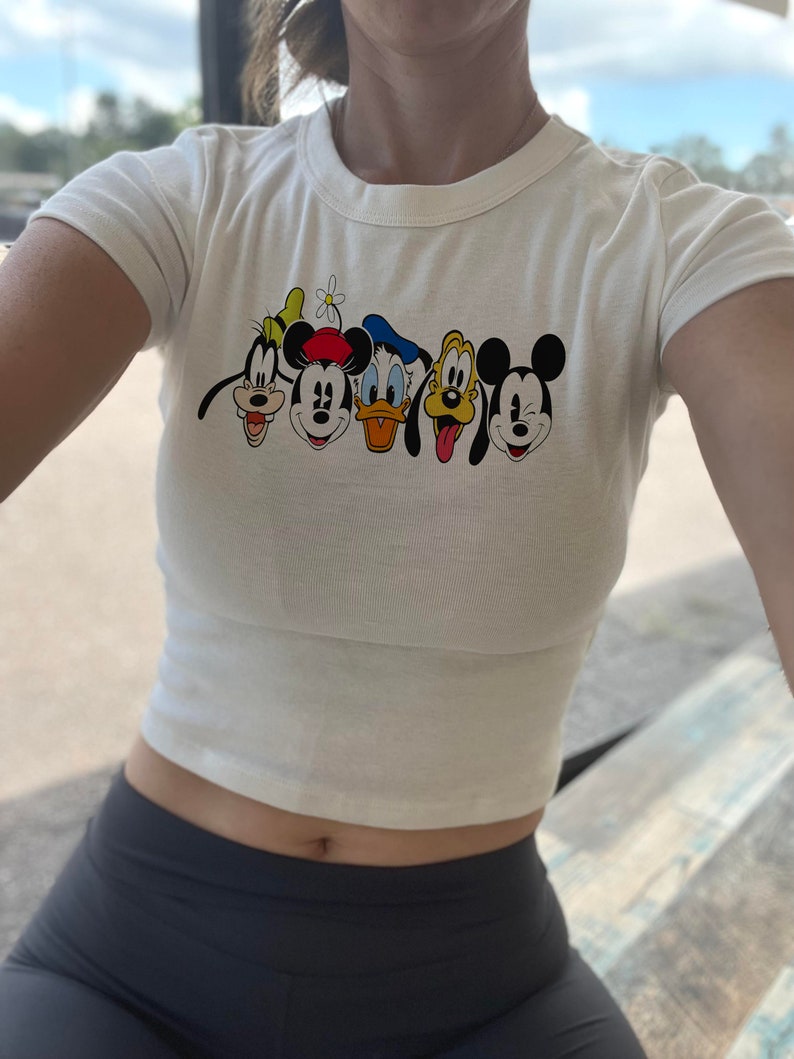 Mickey Friends Crop Top, Retro Style Mickey Crop, Mickey pluto donald goofy crop top, crop tank top White baby tee