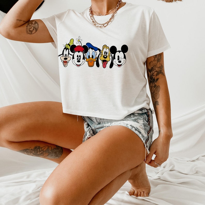 Mickey Friends Crop Top, Retro Style Mickey Crop, Mickey pluto donald goofy crop top, crop tank top White Crop Top