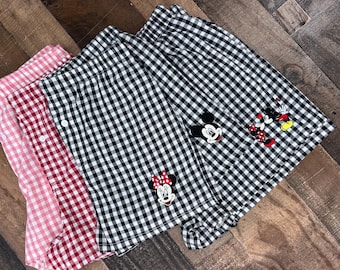 Mickey Checkered Boxer Short Women, Embroidery Disneyworld Boxer Crop, Lounge Disneyland Baby Tee, WDW Embroidered Summer Crop Tank, Minnie