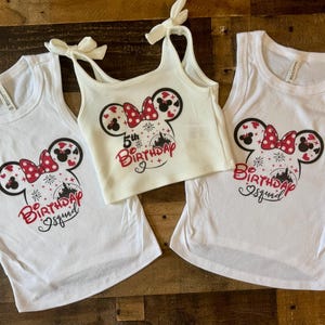 Girls Birthday Disney Crop, Birthday Youth Crop Top, Youth Minnie birthday Crop, Magic Kingdom Youth Crop Tank, disney birthday