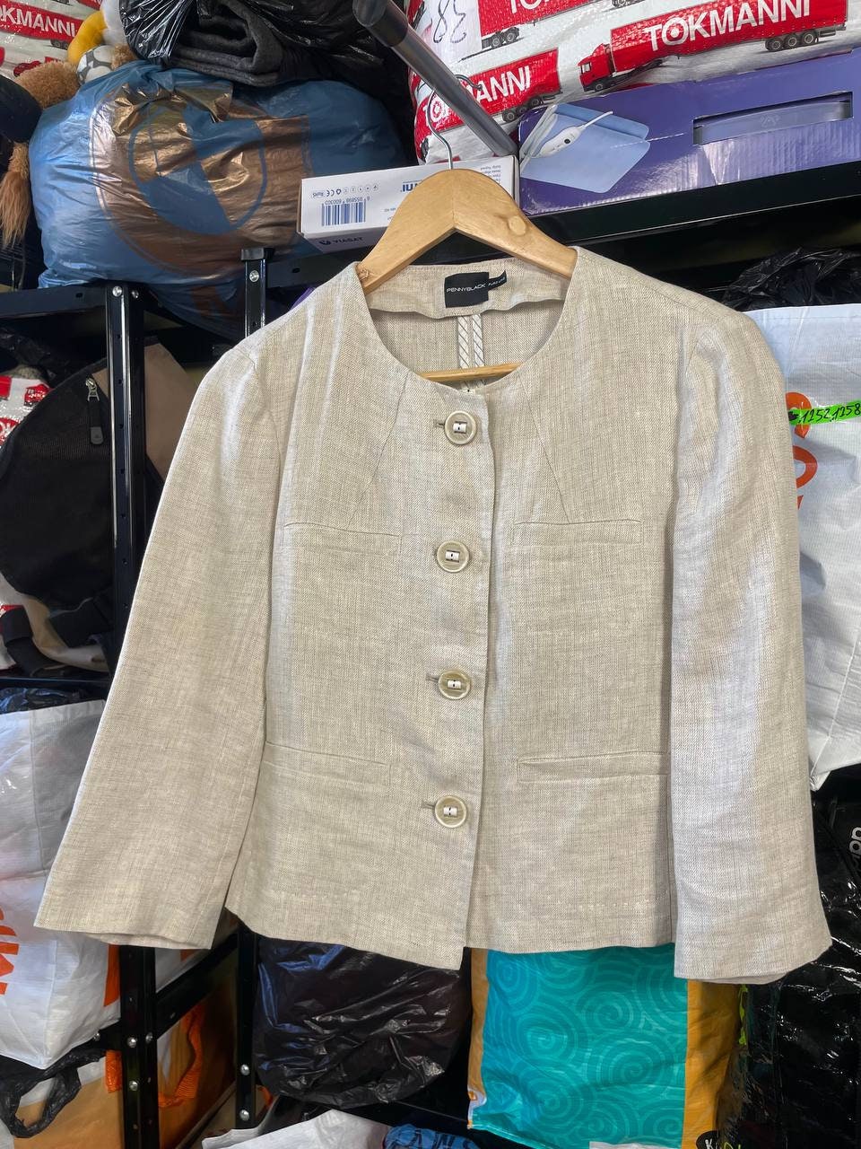 Pantacourt Léger Pennyblack (Max Mara) - Taille 42, Couleur Taupe, Coton Et Ramie - Occasion Très Bon état