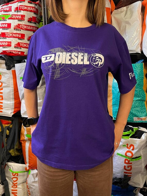 Buy Diesel Vintage Rare Y2k Big Logo Womens T-shirt Tops Purple 