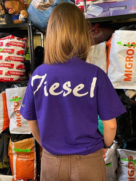 Buy Diesel Vintage Rare Y2k Big Logo Womens T-shirt Tops Purple 