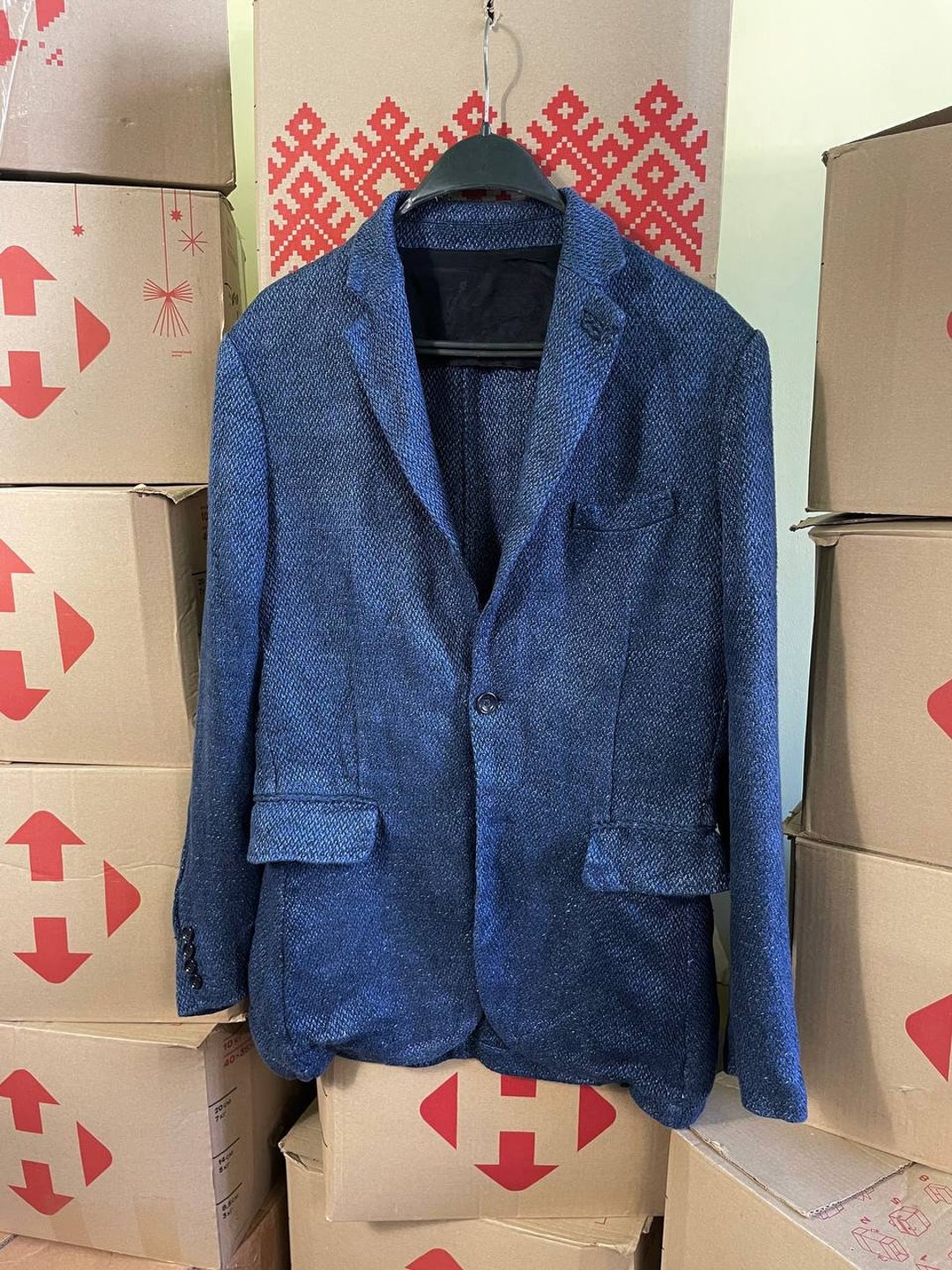LORENZ BACH Men's Blue Linen Blazer Two Buttons Size M Etsy