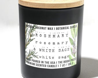 Rosemary Sage Candle | Hand Poured Coconut Wax | Herbal Aromatherapy Candle | Natural Home Fragrance | Handmade Wellness Gift
